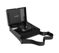 Victrola Revolution GO - Tocadiscos portátil de 3 velocidades con Bluetooth, batería 12 h, transmisión por Correa, Salida RCA y Auriculares 3,5 mm (Negro)