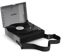 Victrola Revolution GO - Tocadiscos portátil Recargable con Bluetooth de 3 velocidades con Altavoces Integrados, Negro y Gris VSC-750SB-SLG