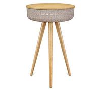 Victrola Speaker Stand, Mesa de Centro de Madera con Altavoz, Bluetooth, Gris