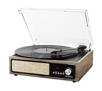 Victrola Tocadiscos Bluetooth 3 en 1 con Altavoces Integrados y Tocadiscos de 3 velocidades, Nogal de Granja