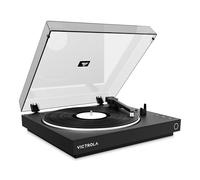 Victrola Tocadiscos Bluetooth Totalmente Automático con Cartucho Audio Technica ATN3600L, Repetición Automática, Reproductor de 2 Velocidades Inalámbrico con Bluetooth, Previo y Plato de Aluminio