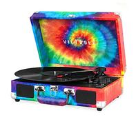 Victrola Tocadiscos Vintage de Maleta Bluetooth de 3 velocidades con Altavoces, teñido Anudado