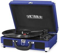 Victrola Tocadiscos vintage de maleta – Bluetooth, 3 velocidades, con altavoces – Azul cobalto