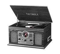Victrola VTA-200B-GRY 6 en 1 Centro de música Bluetooth CD 3 velocidades Tocadiscos Am FM Gris
