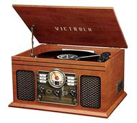 Victrola VTA-200B-MAH ITVS200B - Centro de música 6 en 1 con Bluetooth, CD de 3 velocidades, Tocadiscos Am FM, Caoba