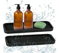 Victse Jaboneras de Silicona, 2 Pieza Organizador Estropajos para Esponja Antideslizante Alfombrilla Drenaje Fregadero, Soporte de Esponjas Ecológico para Encimera de Baño de Cocina (Negro)