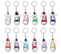 Victse Llavero Zapatilla de Deporte, 12 Pcs Mini Llaveros Estilo Tipo Converse, Llaveros de Lona para Comuniones y Cumpleaños Infantiles, Juveniles y Niños