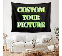 VICVIK Tapiz Personalizado,Tapices de Pared, Telón de Fondo Personalizado con Texto Fotográfico para Decoración de Habitación, Regalo Conmemorativo Familiar