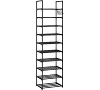 Vicye Estante Zapatero Estrecho, Estante para Zapatos de 10 Niveles, para 20-25 Pares, Zapatero Organizador Metalico, para Entrada de casa, Pasillo y Armario, Negro