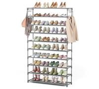 Vicye Zapatero de 10 Niveles, Estantería de Zapatos Alto, Organizador Zapatos de Metal, Armario zapatera Abierto para 50 Pares de Zapatos, Estante Zapateros Vertical Gris