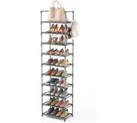 Vicye Zapatero de 10 Niveles, Estrecho y Alto para 20-25 Pares | Armario Abierto con Marco de Metal y Estantes de Tela no Tejida | para Dormitorio y Pasillo, Gris