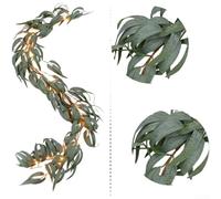 Vid artificial con hojas de seda de eucalipto para decoración de mesa de boda y hogar, diseñada para mantener un aspecto fresco sin decoloración (una luz adicional)