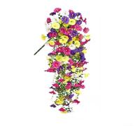 Vid artificial de tallo flexible que combina follaje de eucalipto y flores de gloria matutina para uso en floristas y necesidades de decoración de fiestas