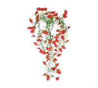 Vid colgante de gloria de la mañana artificial, con hojas de eucalipto para interiores y exteriores, flores decorativas de seda, para pared, puerta, valla, fiesta, decoración del hogar, 75 cm de largo