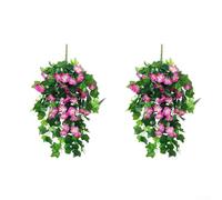 Vid de dos piezas Morning Glory para cesta colgante estilo ratán, decoración de pared, adecuada para uso en interiores y exteriores, en el hogar, jardín y configuración de eventos (F)