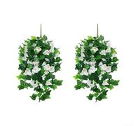 Vid de dos piezas Morning Glory para cesta colgante estilo ratán, decoración de pared, adecuada para uso en interiores y exteriores, en el hogar, jardín y configuración de eventos (E)