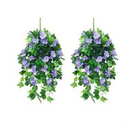 Vid de dos piezas Morning Glory para cesta colgante estilo ratán, decoración de pared, adecuada para uso en interiores y exteriores, en el hogar, jardín y configuración de eventos (B)