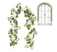 Vid de eucalipto artificial - Guirnalda de flores de 1,8 m de largo, corona de pared flexible, diseño realista de semillas, material duradero, ideal para decoración de bodas, caminos de mesa, centros