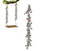 Vid de rosa artificial, enredaderas de rosas simuladas, guirnalda de flores de decoración del hogar realista, hojas verdes decorativas de 5.9 pies para bodas, San Valentín, festivales