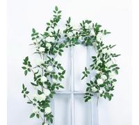 Vid de rosas realistas con 58 flores artificiales para decoración del hogar y eventos, guirnalda floral de 1 8 m que mejora el ambiente con diseño realista (blanco)