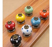 Vida * 7 perillas Pomos y tiradores de los cajones hermosas piezas de muebles Knauf pomo de la puerta manija de los muebles de cerámica con tornillos 7 calabaza color colorido