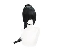 ¡Vida amorosa! Superstar!! Cosplay Liella! Hazuki Ren Peluca Negro Larga Recta Coleta Cabello Resistente al Calor Halloween Juego de rol