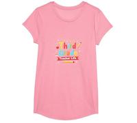 Vida del Maestro de Tercer Grado: Colorida Aventura educativa Camiseta, Niñas, Rosado, Pequeña