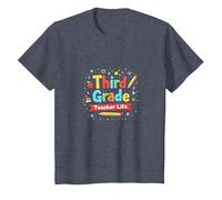 Vida del Maestro de Tercer Grado: Colorida Aventura educativa Camiseta, Niños, Azul Jaspeado, 3 años