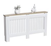 Vida Designs Arlington Cubierta de radiador Blanco - Grande - Estilo Shaker Moderno con Lamas Verticales para Mejor circulación del Calor - H83.3xW152xD19cm - MDF Pintado con repisa de Madera