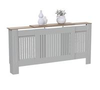 Vida Designs Arlington Cubierta de radiador Olive Grey - Ajustable - Estilo Shaker moderno con lamas verticales para mejor circulación del calor - H83xW140-204xD19cm - MDF pintado para salón y pasillo