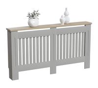 Vida Designs Arlington Cubierta de radiador Olive Grey - Grande - Estilo Shaker Moderno con Lamas Verticales para Mejor circulación del Calor - H83.3xW152xD19cm - MDF Pintado con repisa de Madera