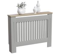 Vida Designs Arlington Cubierta de radiador Olive Grey - Mediano - Estilo Shaker Moderno con Lamas Verticales para Mejor circulación del Calor - H83.3xW111xD19cm - MDF Pintado con repisa de Madera