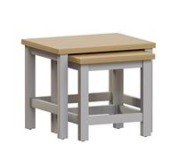 Vida Designs Arlington Juego de Mesas, Mesa de Final de Madera Técnica, Cuadrada, Gris y Roble, H 40 x W 36 x D 39 cm