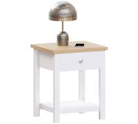 Vida Designs Arlington-Mesa Auxiliar con 1 cajón, Madera de ingeniería, White, H 55 x W 45 x D 40 Cm