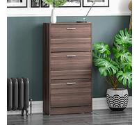 Vida Designs Armario Zapatero con 3 cajones, Mueble de Madera de Nogal, 118 x 60 x 24 cm