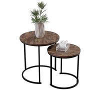 Vida Designs Brooklyn - Juego de 2 mesas Redondas apilables para Sala de Estar, con Marco de Metal (Madera Oscura)