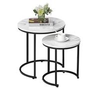 Vida Designs Brooklyn - Juego de 2 mesas Redondas apilables para Sala de Estar, con Marco de Metal (mármol)