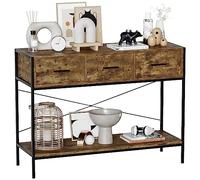 Vida Designs Brooklyn - Mesa de Consola para Pasillo, Sala de Estar, Estante rústico, Muebles de Almacenamiento Industrial (Madera Oscura, 3 cajones)