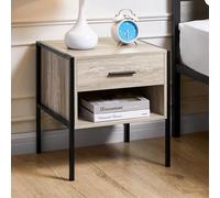 Vida Designs Brooklyn - Mesita de Noche, mesita de Noche, Mesa Auxiliar Industrial, Almacenamiento de Muebles de Dormitorio (Gris, 1 cajón)