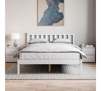 Vida Designs Cama de Matrimonio Milan, Marco de Cama, Madera de Pino Macizo, cabecero, Extremo de pie bajo, Muebles de Dormitorio, Blanco, 1,4 m