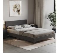 Vida Designs Cama Victoria, cabecero tapizado de Tela, Muebles de Dormitorio (Doble (4 pies), Lino Gris Oscuro)