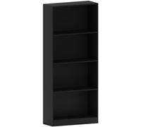 Vida Designs Cambridge-Estantería Grande de Madera de 4 Niveles, Color Negro, Unidad de Almacenamiento para Oficina, Sala, Black, 140 x 60 x 24 cm