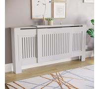Vida Designs Chelsea - Cubierta Ajustable para radiador, diseño Moderno, Listones de Madera DM, Color Blanco, 82 x 140 a 204 x 20,5 cm