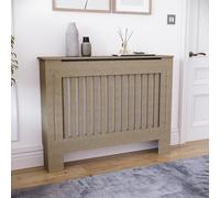 Vida Designs Chelsea Cubierta de radiador Unfinished - Mediano - Lamas Verticales Modernas para Mejor circulación del Calor - H82xW112xD19cm - MDF sin Pintar para salón y Pasillo