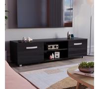Vida Designs Cosmo Mueble de TV de 2 Puertas Moderno Brillante Mate MDF para Sala de Estar, Mueble Negro 140 cm