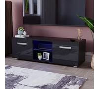 Vida Designs -Cosmo Unidad de TV LED 2 Puertas Moderno Brillante Mate MDF Salón Armario Medios Soporte Muebles Luz RGB, Negro, 38 x 40 x 120