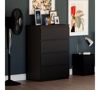 Vida Designs Cajonera Denver, Madera de Pino, Black, 4 Drawer