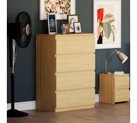 Vida Designs Denver - Cómoda con 4 cajones de madera de pino - Moderna unidad de almacenamiento de madera