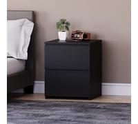 Vida Designs Denver - Mesita de Noche Grande con 2 cajones para Dormitorio, mesita de Noche Moderna, Mesa Auxiliar de 48 x 39,5 x 39,5 cm (Negra)