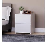 Vida Designs Denver - Mesita de Noche Grande con 2 cajones para Dormitorio, mesita de Noche Moderna, Mesa Auxiliar de 48 x 39,5 x 39,5 cm (Blanco)